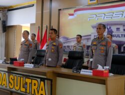 Polda Sultra Ikuti Rakernis Gabungan Empat Divisi Mabes Polri Secara Virtual di Aula Dachara